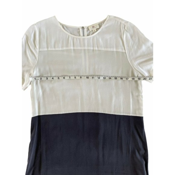 AG Adriano Goldschmeid 100% Silk Short Sleeve Colorblock Dress Gray White L RARE - Picture 3 of 8